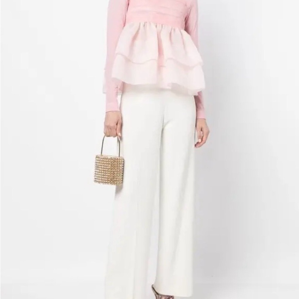 NEW Cynthia Rowley Pink Velvet Ribbon Mesh Organza Top M Consign Balletcore